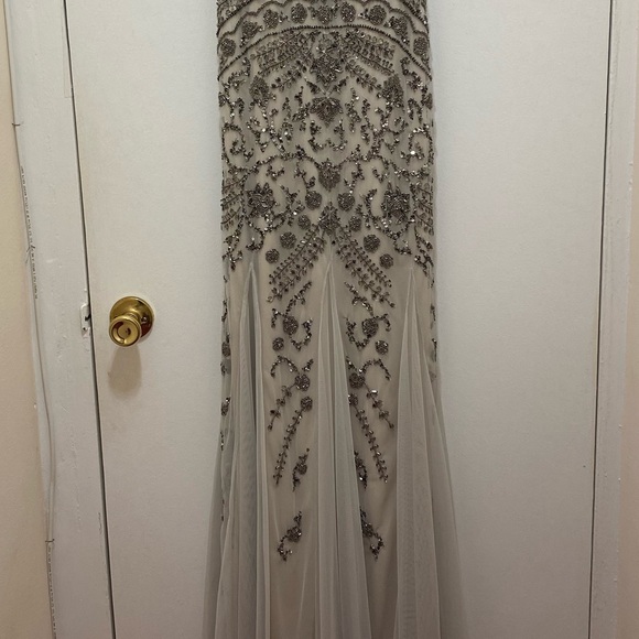 NWT Aidan Mattox Embellished Evening Dress Size 2 (Color Gun Metal) - Picture 11 of 16